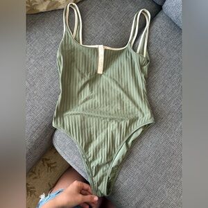 Aerie One Piece Green Ribbed
